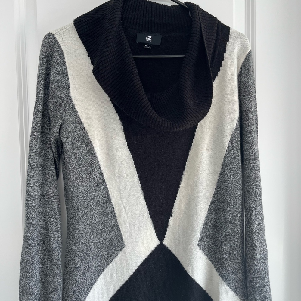 Iz Byer Women's Cowl Neck Dress - Black, Gray, Cream